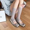 Calzino Bambini Estate Stile Leggero Copripiede a Righe Verticali, Calzini Spessi e Morbidi, Colore Unico, Versatile e Adatto per Snellire le Gambe.