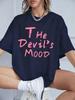The DevilS Mood Letters Prints TShirts Women Summer Cotton Short Sleeve T Shirt ONeck Comfortable Loose Tops Casual Clothes