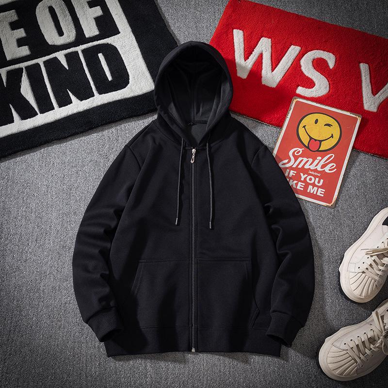Men's Plus Size Fleece-Lined Zipper Hoodie - Thick, Loose Fit for Autumn and Winter