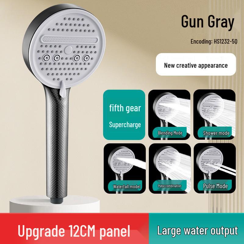 Five-Speed Large Panel Handheld Shower Head with Hose