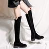 Fashion Middle Heel Long Boots for Women Winter 2024 Autumn Gyaru Goth Demi-season Quality New Work Footwear Knee High Shaft Shoes Woman