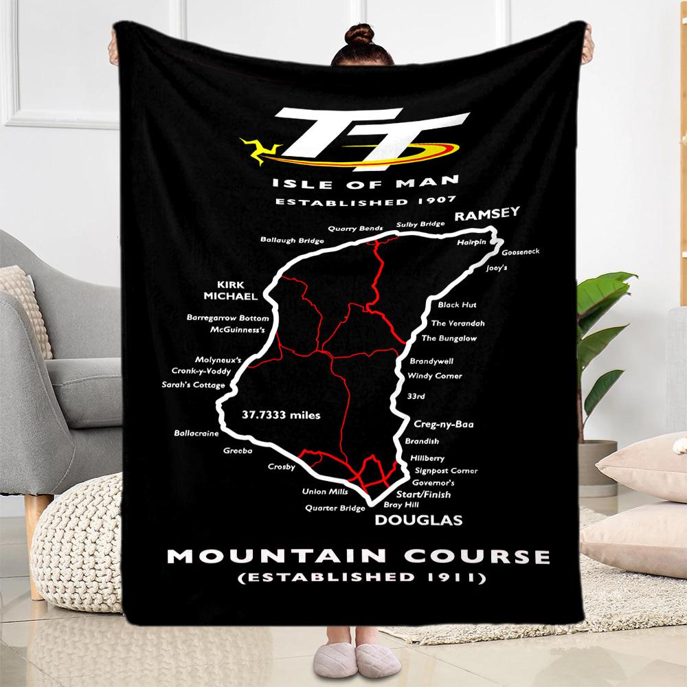 Isle Of Man Tt Race Flannel Blanket-Soft and Suitable for Sofas,Beds,Offices,Travel,All Seasons,Great Gift for Holidays and Birthdays.