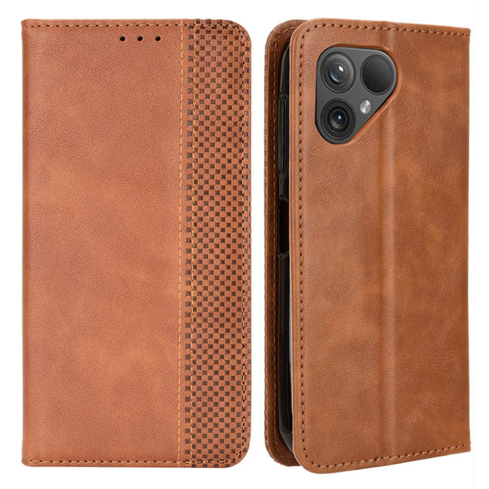 

For Fairphone 5 Case Phone Stand Cover Retro PU Leather Wallet Magnetic Shell Brown