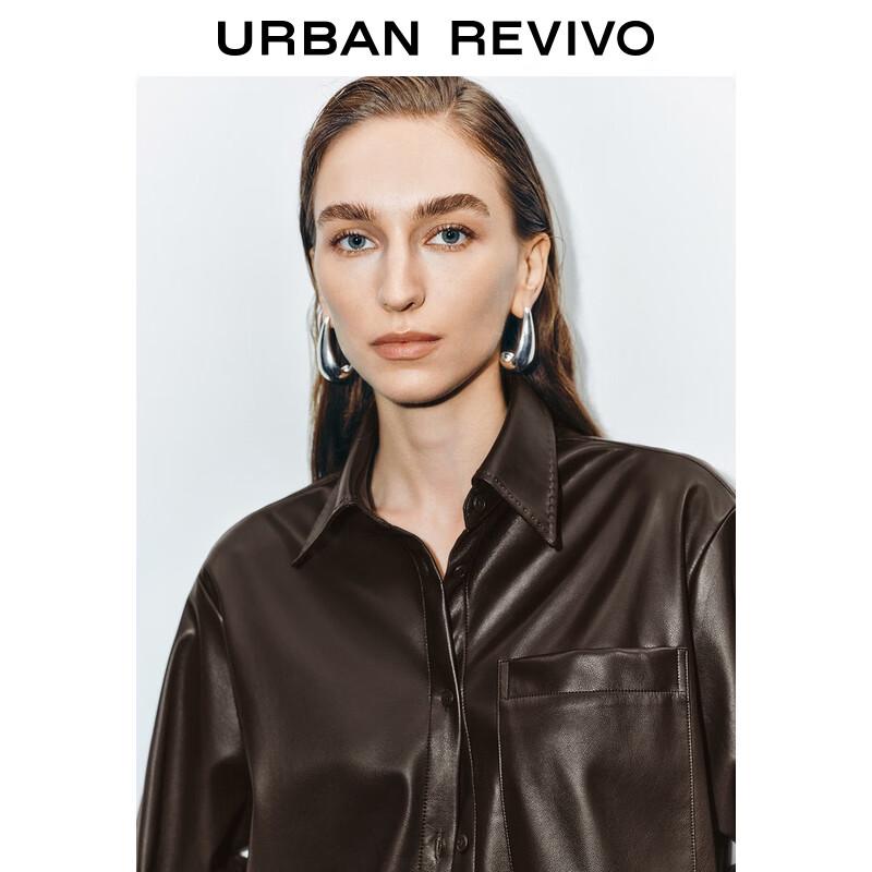 UR 2025 Autumn Modern PU Long Sleeve Open-Front Shirt