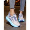 29-40 Boys Four-wheel Running Shoes Detachable Flat Shoes Rechargeable USB Luminous Sports Light Shoes Girls Roller Skates Boys Shoes