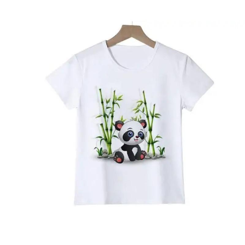 2024 Cute Bear & Baby Panda Graphic T-Shirts Kids Birthday Clothing One Piece Children's Clothes for Boys And Girls