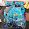Blue Ocean King Queen Duvet Cover Cartoon Starfish Shell Bedding Set For Kid Teens Adults Sea Beach 2/3pcs Polyester Quilt Cover
