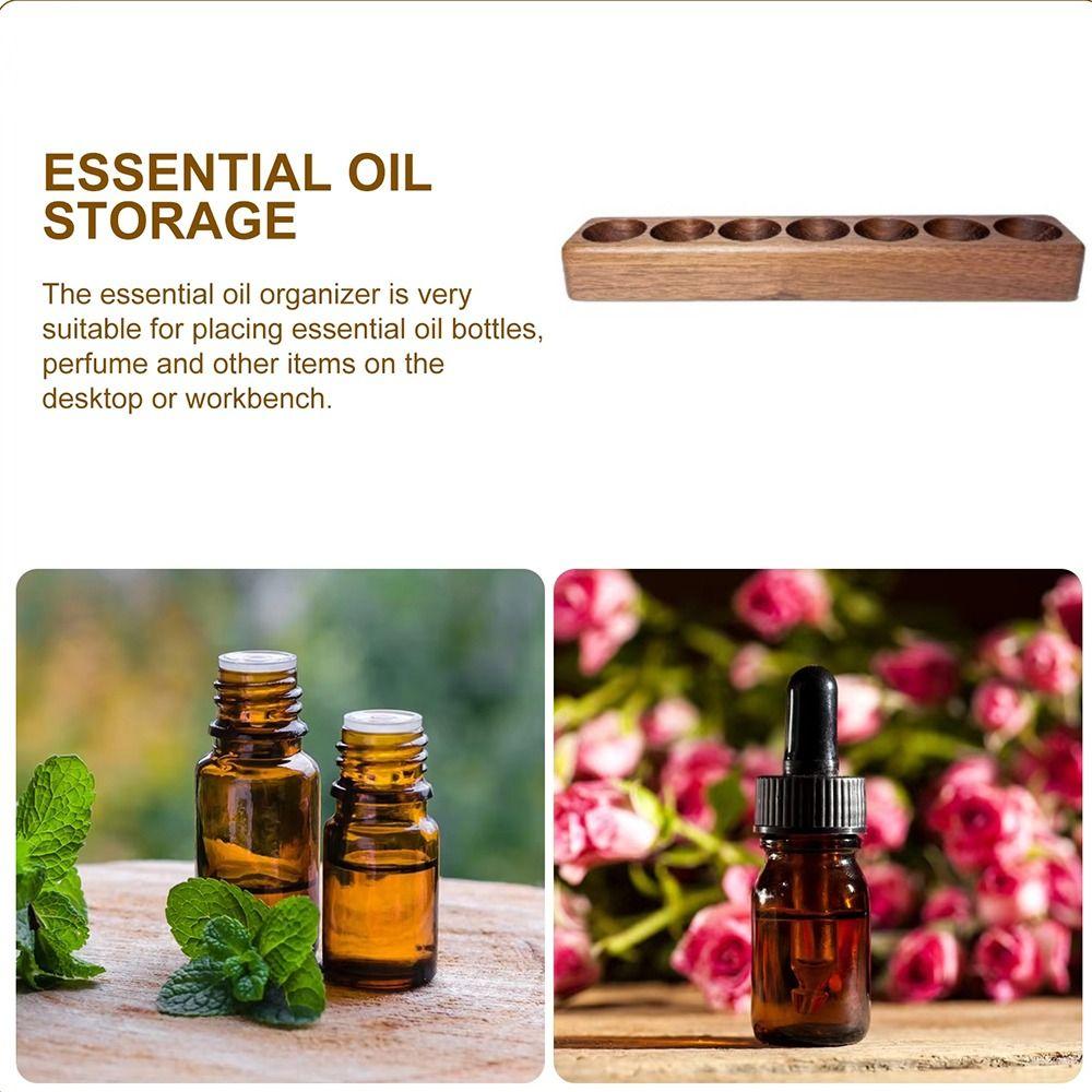 Wooden Perfume Bottle Storage Rack 7 Holes Essential Oils Holder for Desktop