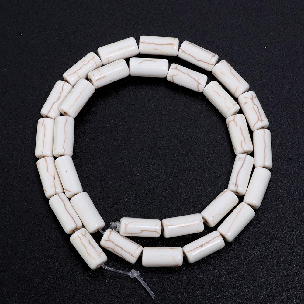 Natural Turquoise Stone Beads Blue White Cylinder Tube Shape Loose Spacer Beads For DIY Charm Bracelet Necklace Jewelry Making