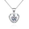 Sterling Heart Pendant Necklace With Moissanite Stone Minimalist Chic Jewelry Women Adjustable Chain 21-50cm
