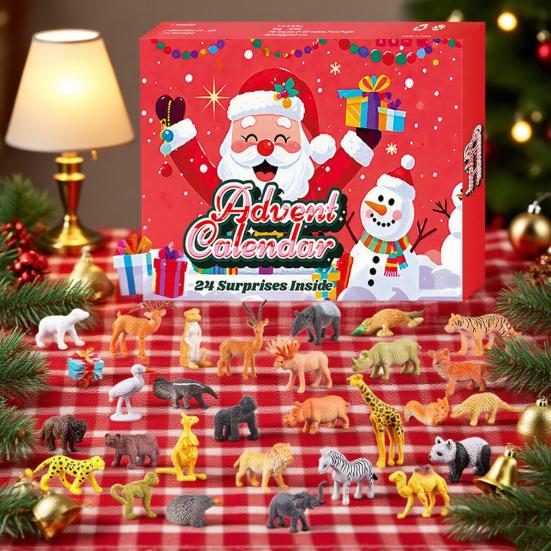 Christmas Advent Calendar with 24 Animal Figures Daily Countdown To Christmas for Kids Interactive Parent-Child Fun Gift Collection