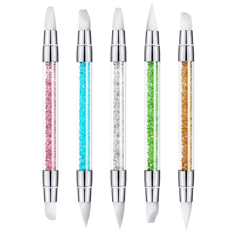 Nail Art Sculpture Pen, 5Pcs Dual Tipped Dotting Pen and Silicone Nail Tools for Resin, Silicone Brushes, Acrylic Pen, Nail Art Brushes, Nail Foil