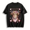 Valentine Highland Cow Print Casual Top Pure Cotton T-shirt