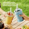 2 In 1 Foldable Silicone Ice Ball Maker Drinking Cup Build-in Straw Ice Ball Mold Travel Mug Portable for Juice &Cocktails Summer Kitchen Tools