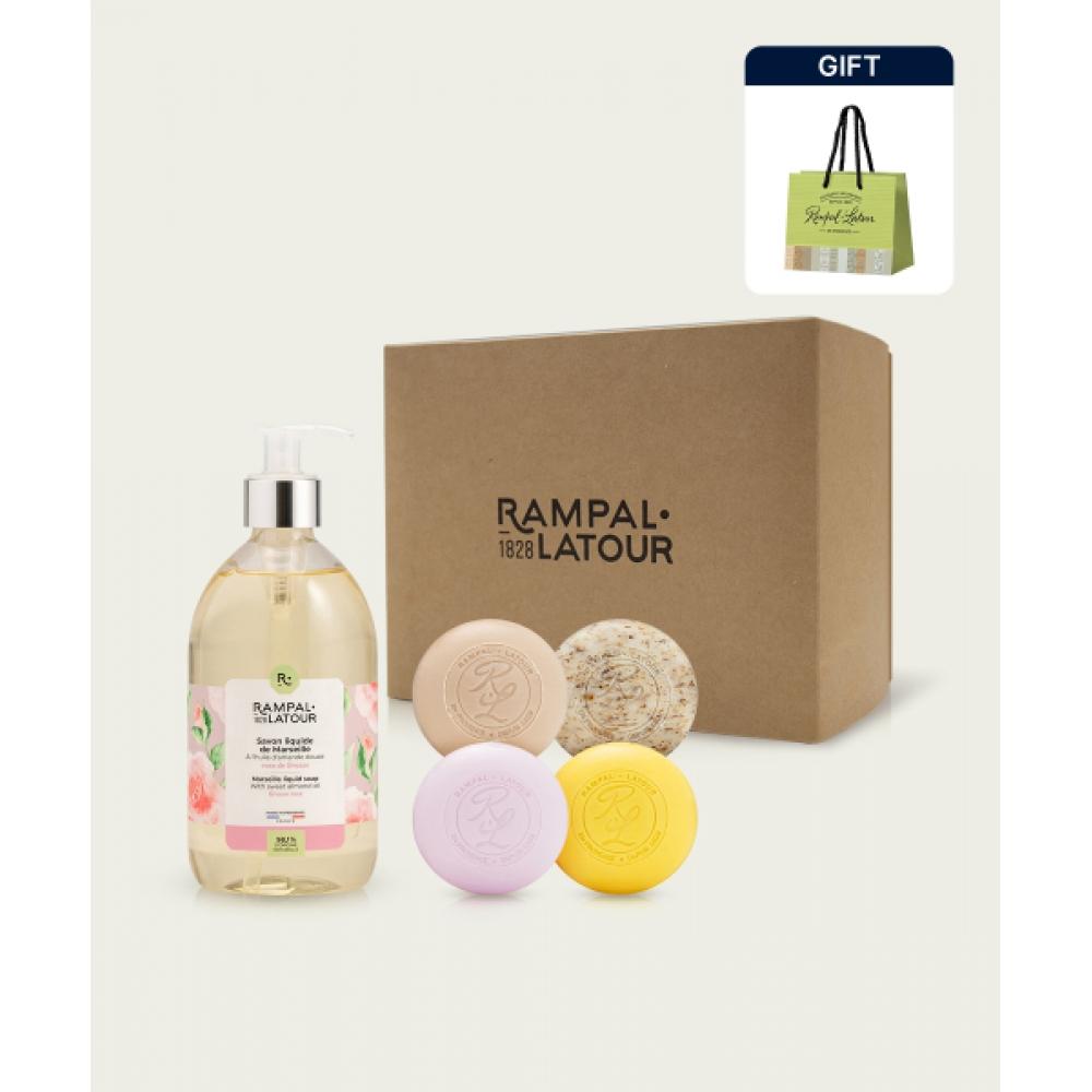 Rampal Latour Savon Liquid   Savon Ronde 5 Piece Gift Set  Rose FREE
