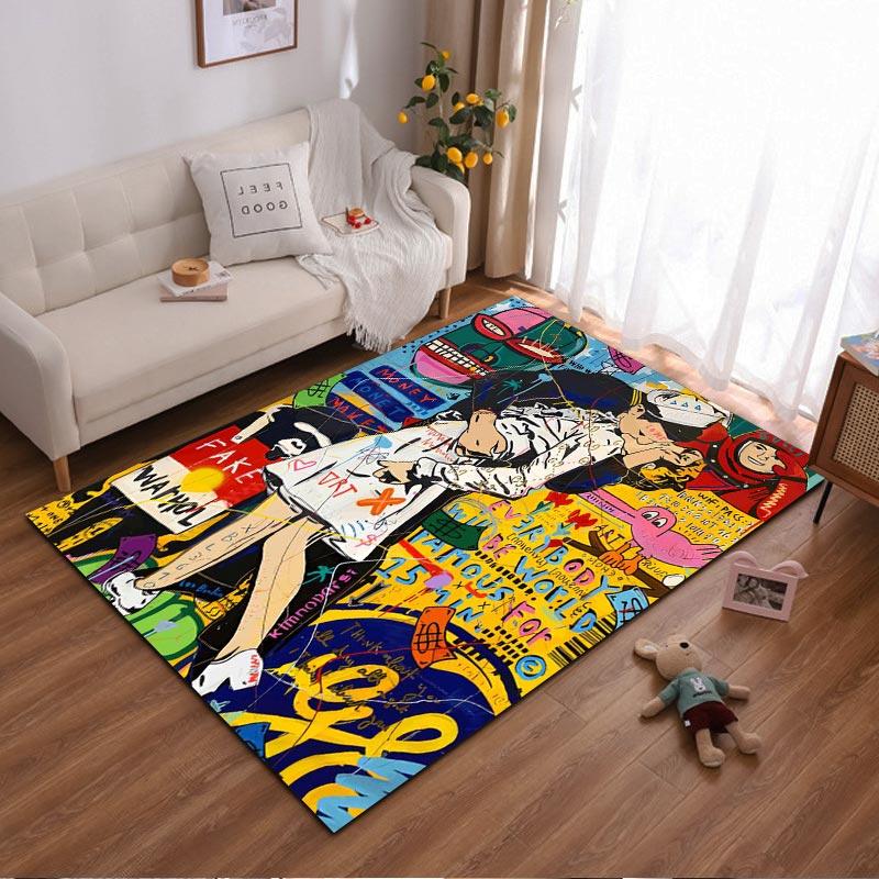 

Colorful Abstract Graffiti Art Carpet with Urban Street Style Print Suitable for use as an anti-slip for living room bedroom sofas 40x60cm( 15x23in )
