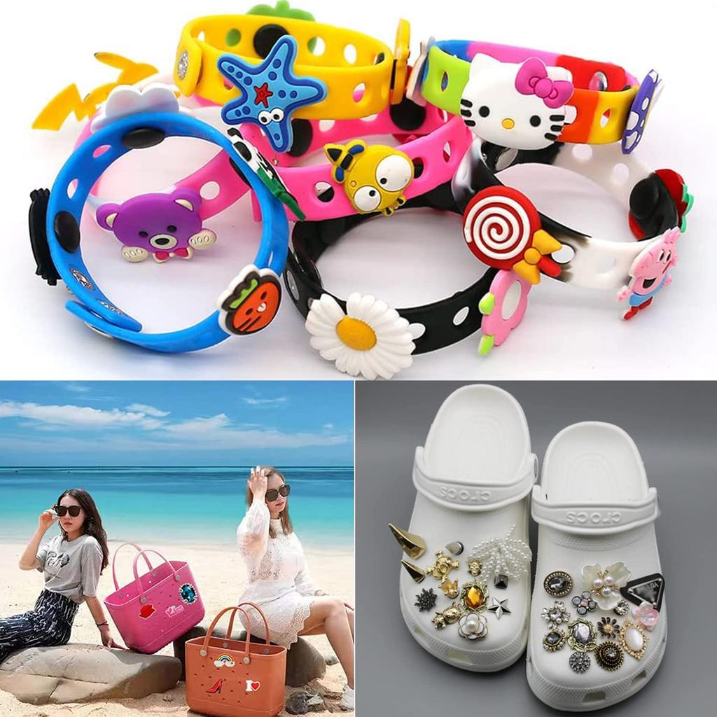 50PCS Buckle Plastic Button, 3 Colors Shoe Charm Buttons Round Buttons DIY Shoes Charm Accessories for Flat Shoe Charms