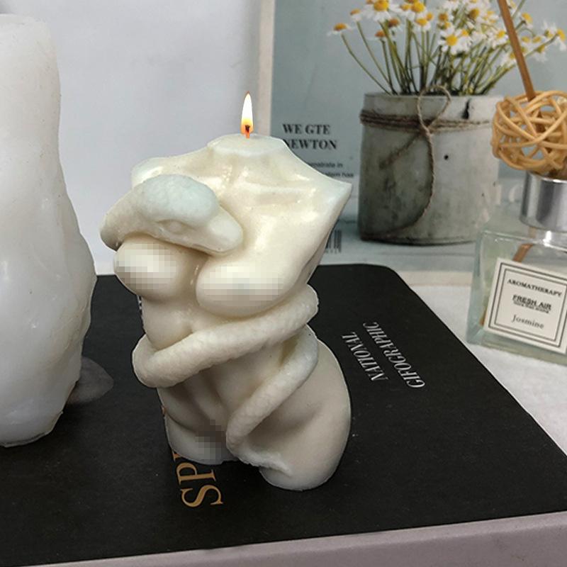 DIY Female Body Snake Candle Silicone Mold Greek Mythology Human Animal Shape Statue Soap Gypsum Resin Ice Cube Mould Home Decor