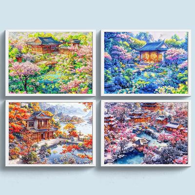 Full Embroidery Eco-cotton Thread 11CT Printed Garden Cross Stitch Kit 60*45cm Creative Easter Decor Home Handmade Art Crafts