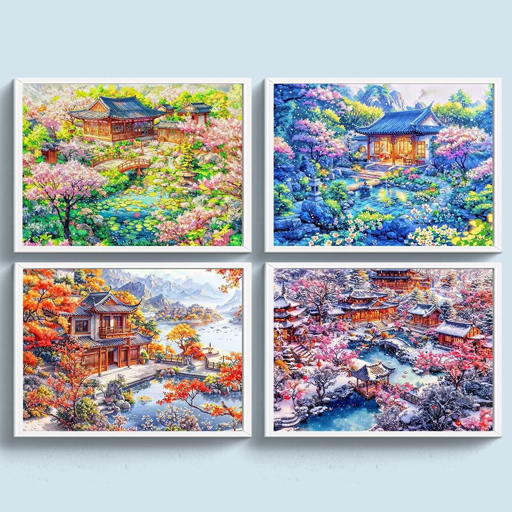 Full Embroidery Eco-cotton Thread 11CT Printed Garden Cross Stitch Kit 60*45cm Creative Easter Decor Home Handmade Art Crafts