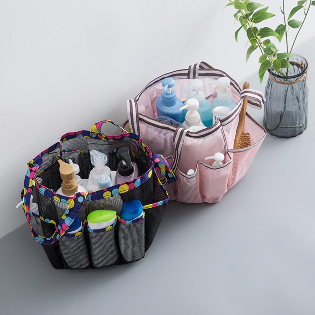 8Pocket Mesh Toiletry Bag Hanging Waterproof Bathroom Shower Bag Beach College Dorm Hanging Shower Organizer Portable Travel Bag
