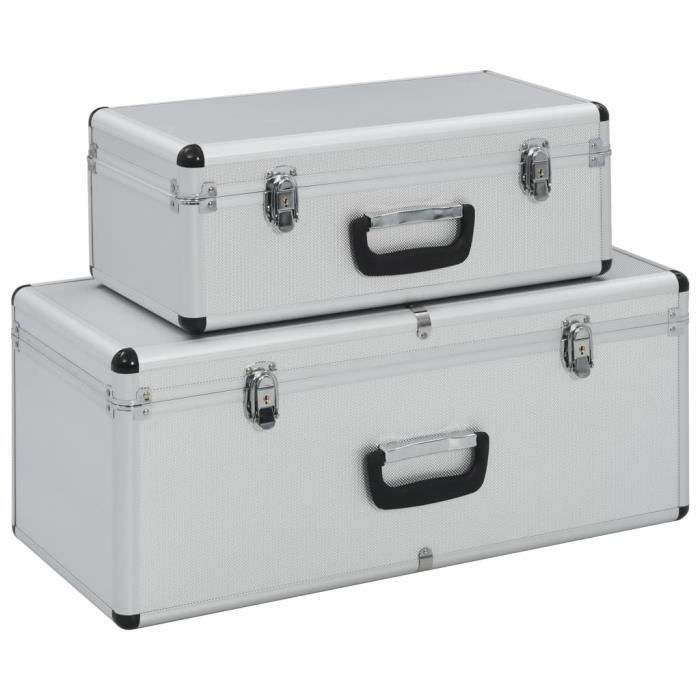 VidaXL Boîtes de rangement 2 pcs Argenté Aluminium