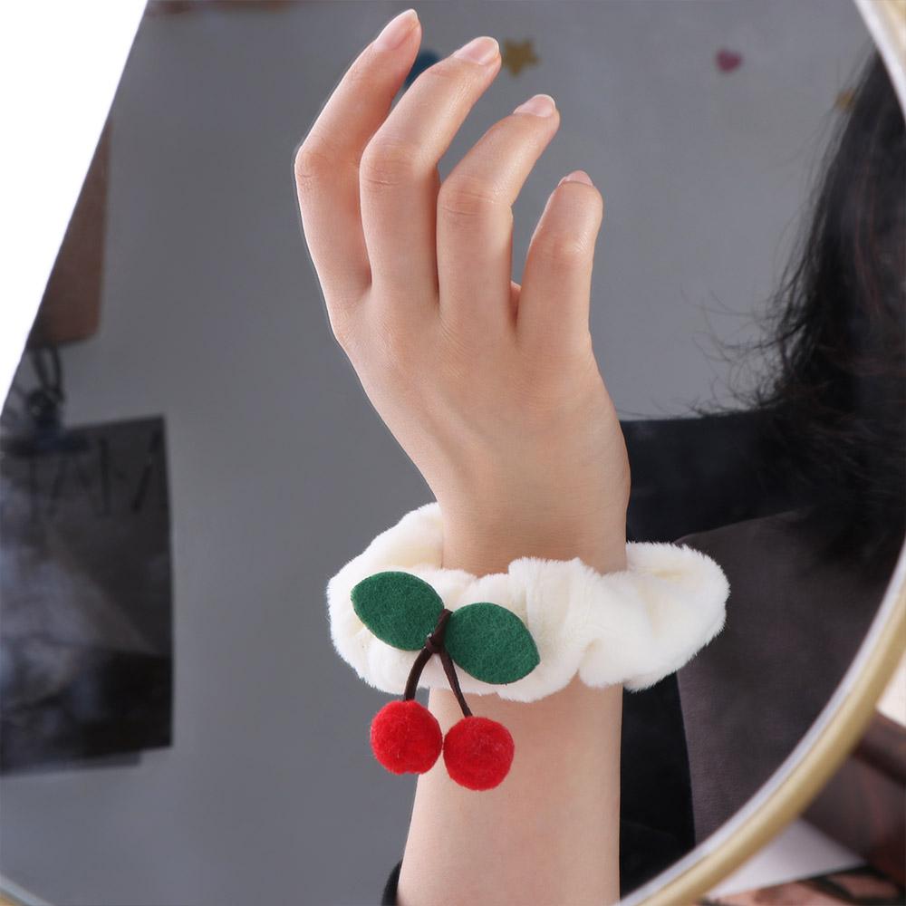 Korean Style Cherry Hair Rope High Elastic Sweet Hair Tie Autumn Plush Hair Tie  Women