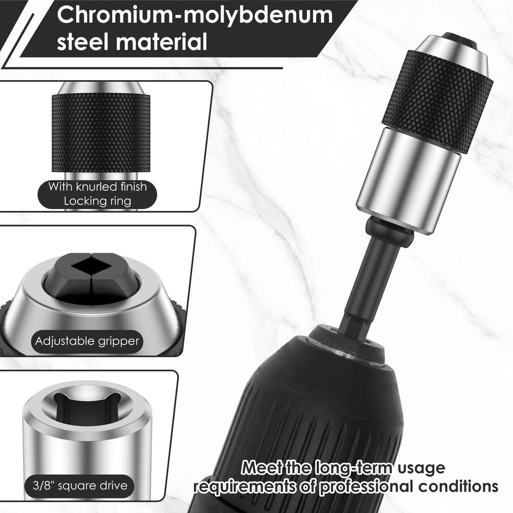 Adjustable Screw Tap Socket 3/8” Square Drive Adjustable Jaws Extractor Tool Socket Adapter Taps Reamer Screw Extractor