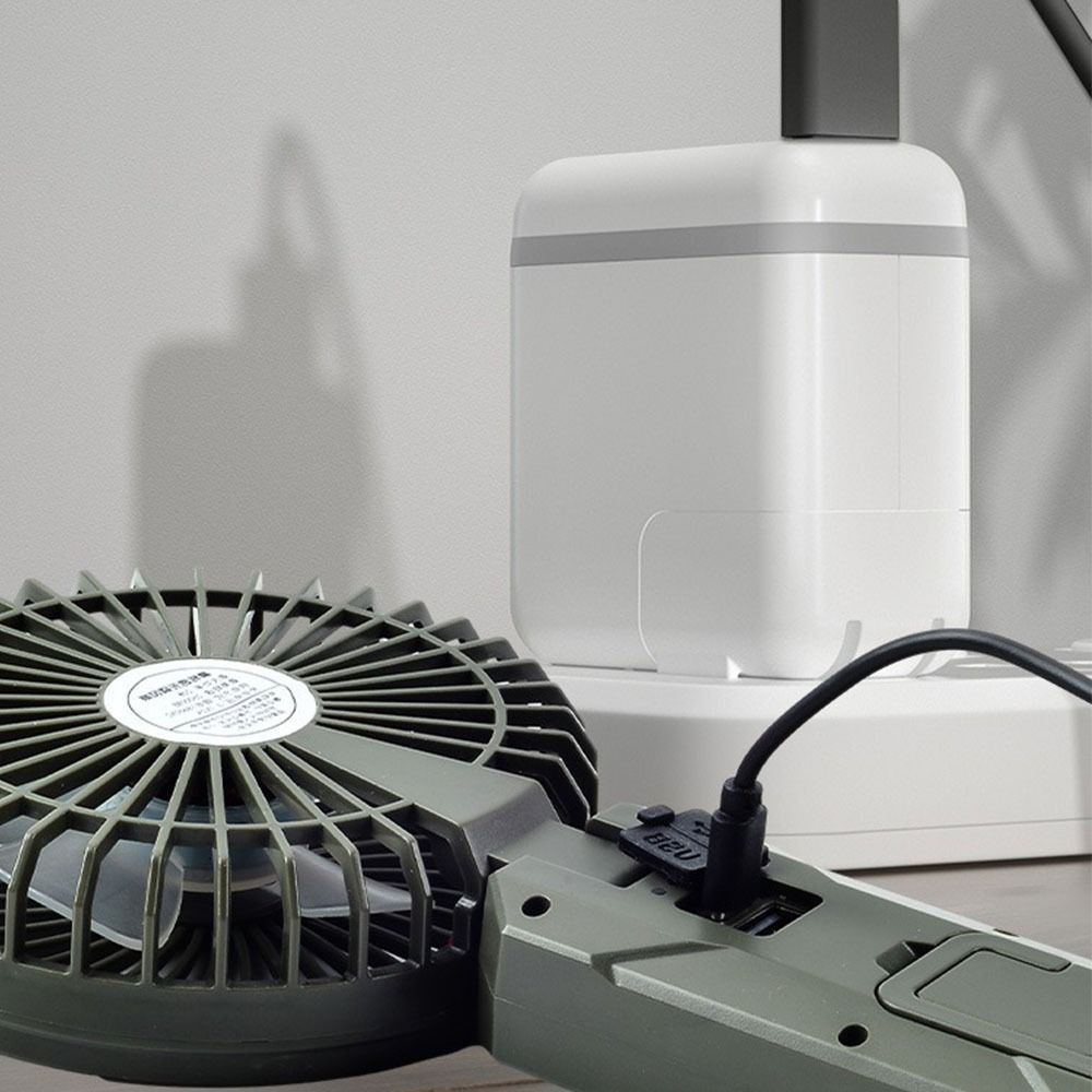 USB Rechargeable Handheld Electric Fan with LED Light Foldable Fan Camping Clip  Fan  Outdoor