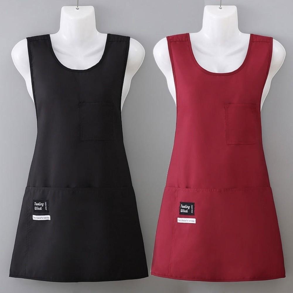 New Vest Style Cooking Apron Breathable Stain-Resistant Coffee Uniform Waterproof Multipurpose No Sleeved Apron for Home Kitchen
