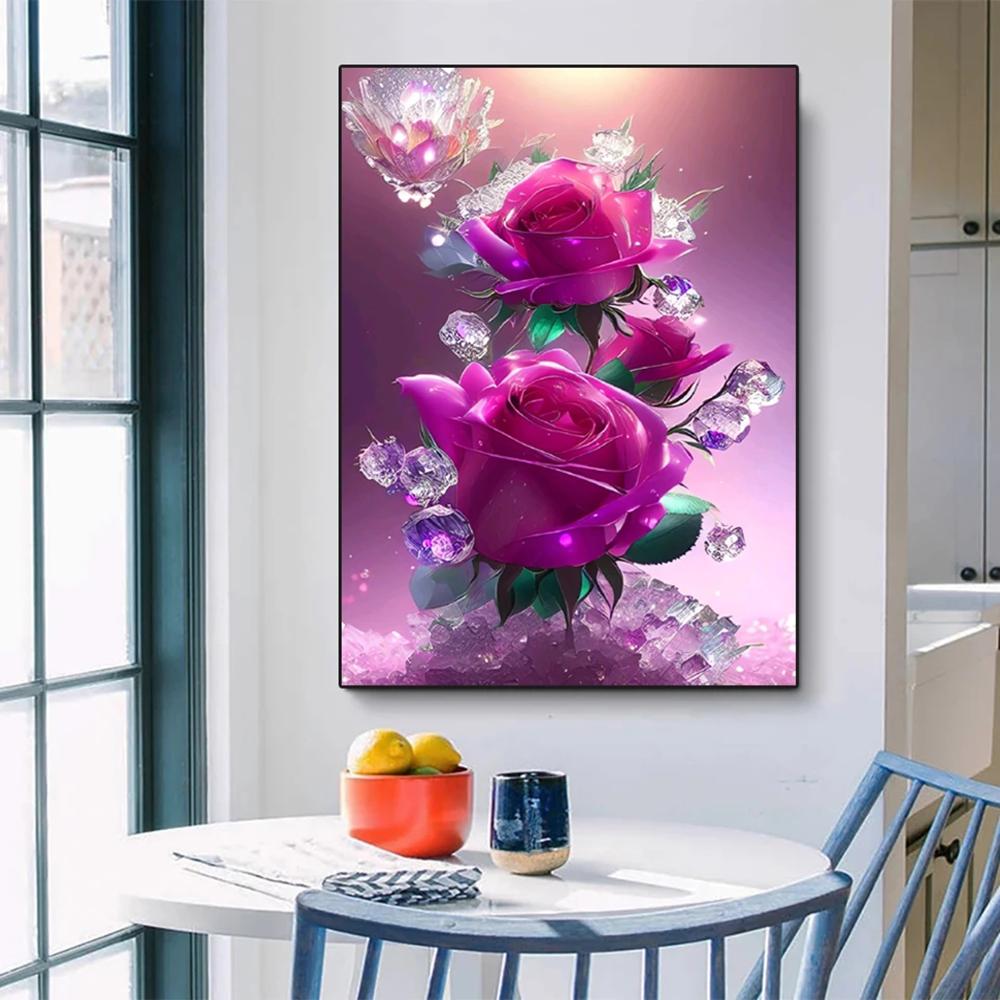 DIY 5D Diamond Painting Blue Rose Butterfly Flower Picture New 2023 Mosaic Art Diamond Embroidery Cross Stitch Kits Crystal Inlay Home Decor U63