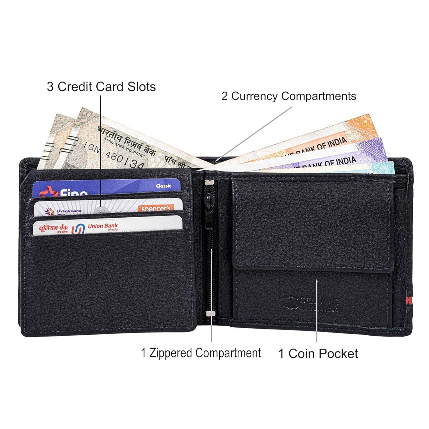 Подарочный набор из черного/красного кожаного кошелька и ручки для мужчин — фото 6