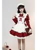 Elegant French Lolita Dress with Flutter Sleeves and Waist-Hugging Apron