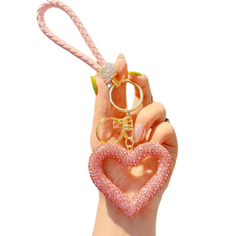 Heart Shaped Keychain With Czech Rhinestones For Gift And Decoration