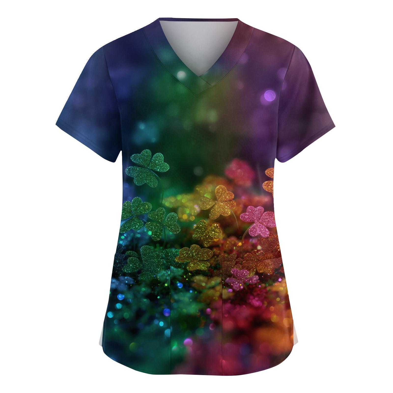 

Жіноча мода Комбінезон з V-подібним вирізом та короткими рукавами з кишенями Принтовані топи Одяг XXXXXL