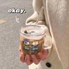400 ml Kawaii Glas Wasser Flasche Nette Kaffeetasse Tumbler Tragbare Milch Blase Tee Bier Saft Tasse Mit Deckel Stroh drink Geschenk