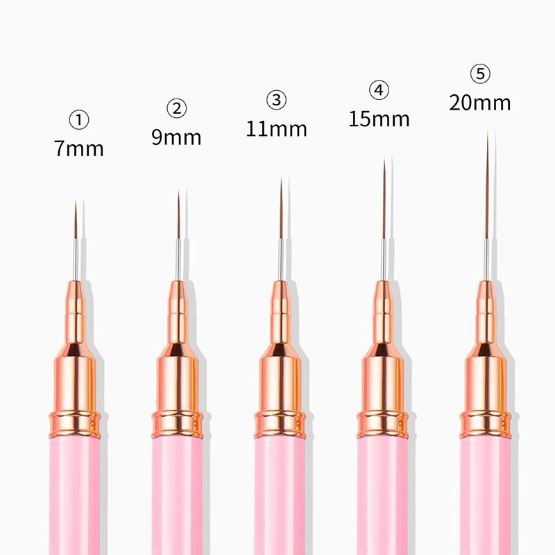 7/9/11/15/20mm Nail Art Liner Brush DIY Drawing Lines Stripe Flower Painting Pen Pink