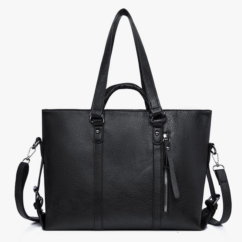 New European and American Fashion PU Soft Leather Large Capacity Tote Bag, Single Shoulder Carrying Crossbody Bag Wholesale