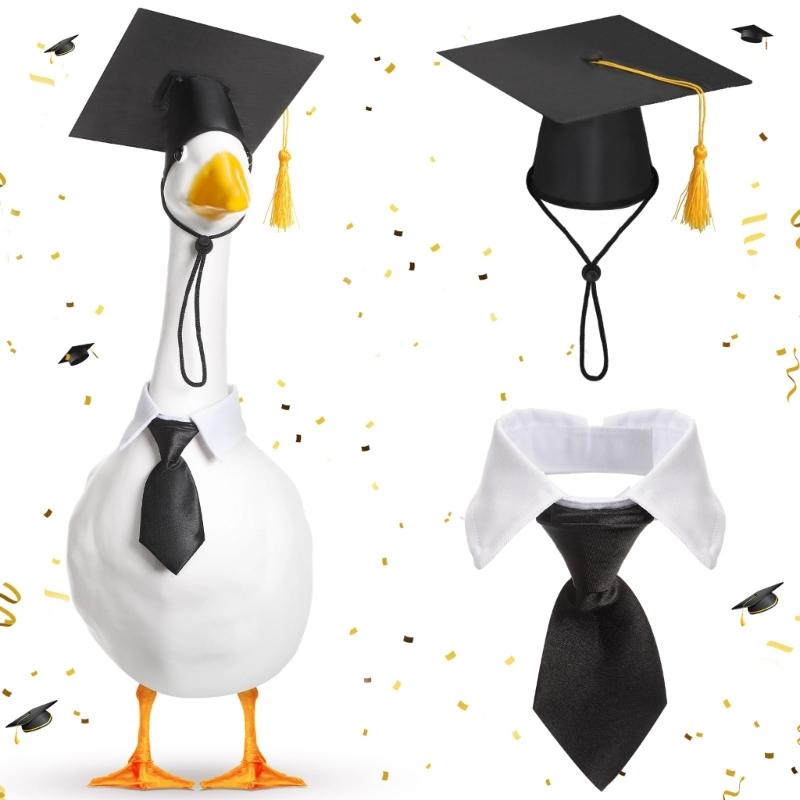 User Friendly Efficient Graduation Accessories Black Cap and Bowtie Set Sustainable Party Decorations Polyester Materials