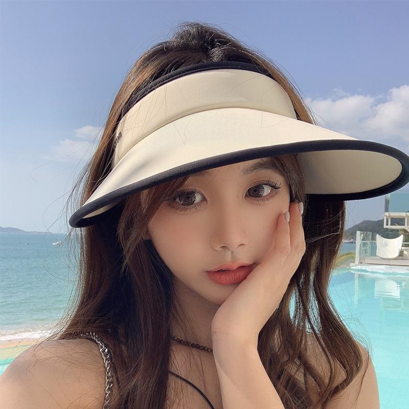 New women's hats, sun hats, women's summer shading and breathable empty top hats, women's big eaves, women's hats, sun protection hats, women's summer