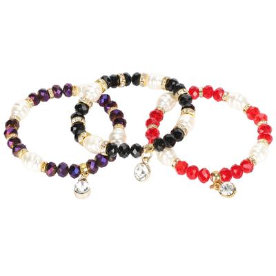3 Stück Elegantes Kristallarmband Handgefertigt Stapelbarer Schmuck Geschenk für Frauen Freundinnen