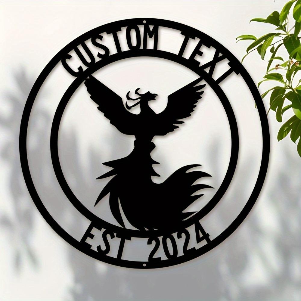 Personalized Metal Phoenix Wall Art Custom Family Name Sign Home Decor