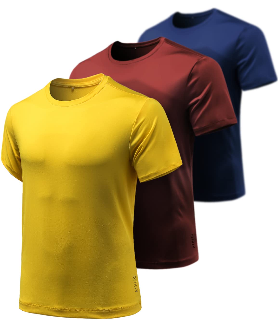 

Сухой для УФ Короткий Рукав Высоко [ATHLIO] Футболки Мужские, 3 шт., [Влагоотводящие, Быстросохнущие, Защита], Рукав, Тренировки, Бег, Спортивная одежда,