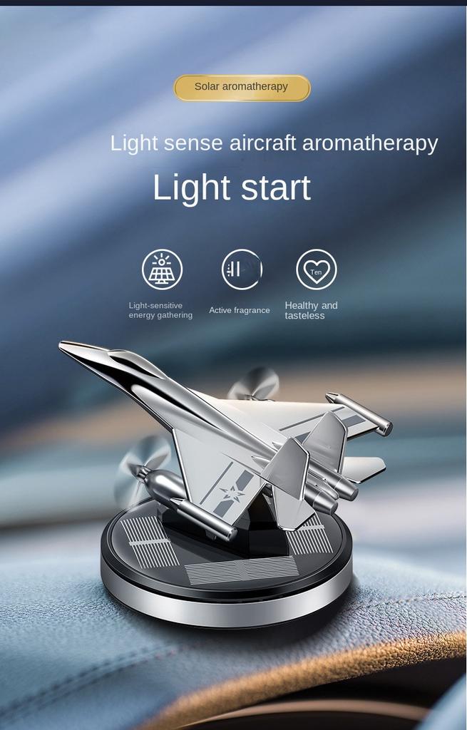 Car Perfume Diffuser Car Air Freshener Solar Propeller Fighter Aromatherapy Car Interior Decoration Accessories for Mens Womens