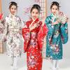 Kids Japanese Kimono Traditional Costume Girls Cos Performance Printed Yukata Sleep Robe Elementary School Stage Outfit