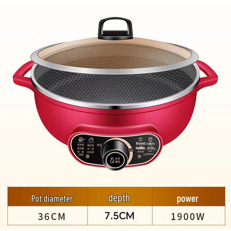 Большая многофункциональная электрическая антипригарная сковорода-гриль из нержавеющей стали для лепешек и блинов 36CM