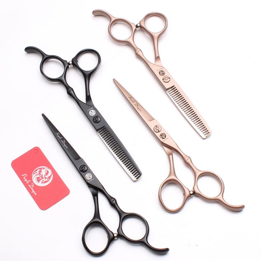 Purple Dragon Professional Bamboo Handle Hair Cutting Scissors Set - 5.5" Straight Shears & 6" Thinning Shears