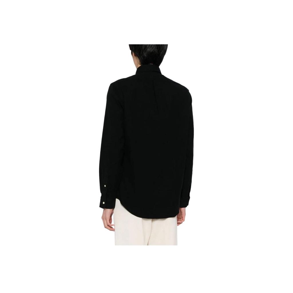 Polo Ralph Lauren Solid Logo Embroidered Pointed Collar Long Sleeve Shirt Men shirts Black 710767906-004