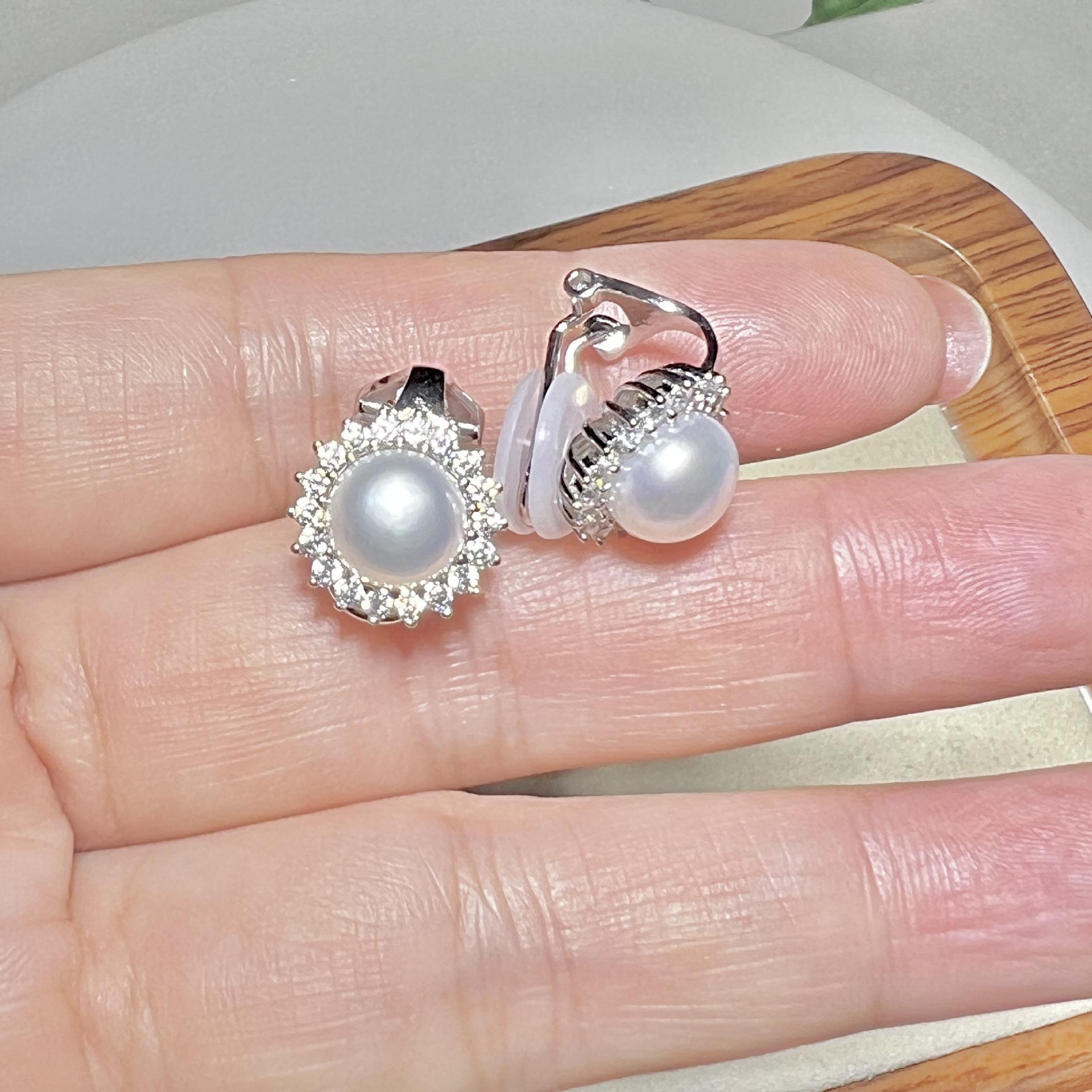 

S925 серебро натуральный пресноводный жемчуг подсолнечник зажим для ушей модный легкий роскошный украшение для ушей