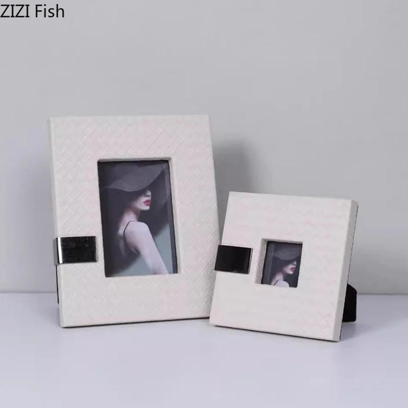 Minimalism Leather Photo Frames Modern Design Picture Frame Bedside Table Wedding Anniversary Photo Frame Desk Decoration